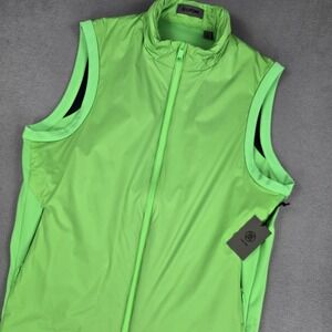 G/FORE Vest Mens Large Lime Green Windbreaker Golf Lightweight Softshell Zip NWT